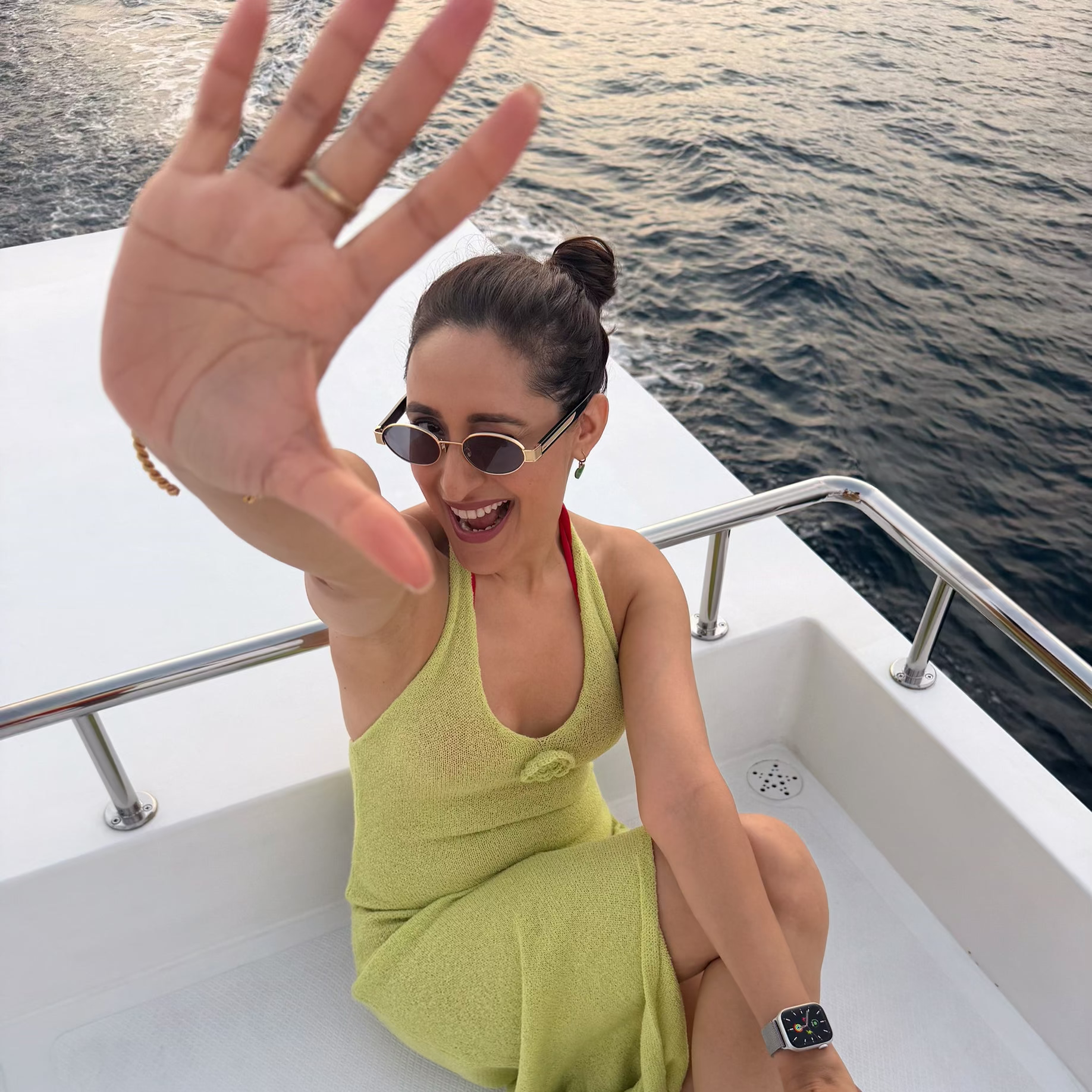 PRAGYA JAISWAL WEARING ANGELLICA SUN IN GOLD/GREY